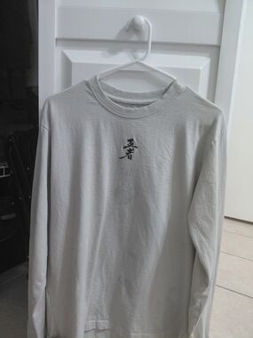 Essentials Men's Long Sleeve Tee in Light Gray with Black Logo